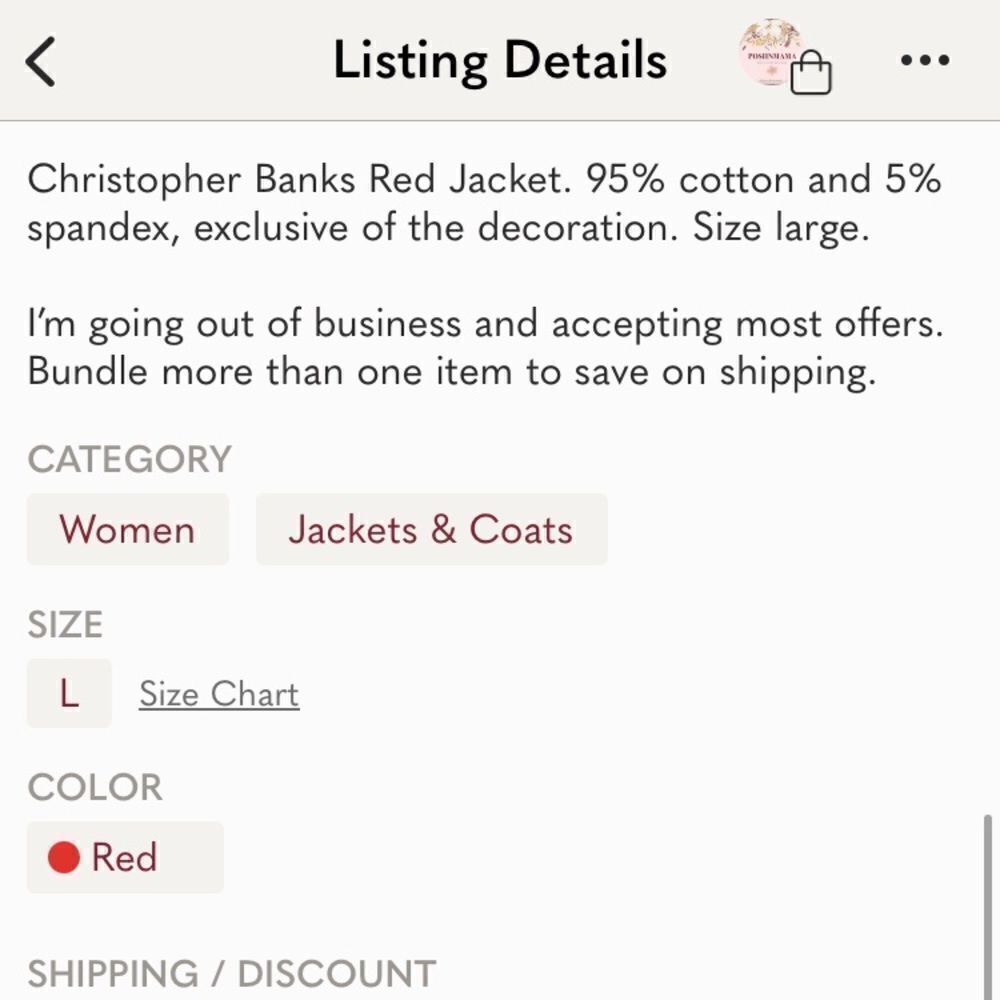 Christopher & Banks Red Jacket Large - Picture 5 of 5